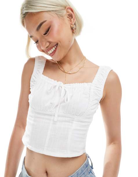 Cotton On – Cara – Biały gorsetowy top - view 1