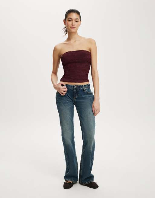 Cotton On Cara corset bandeau in burgundy, 2 of 4