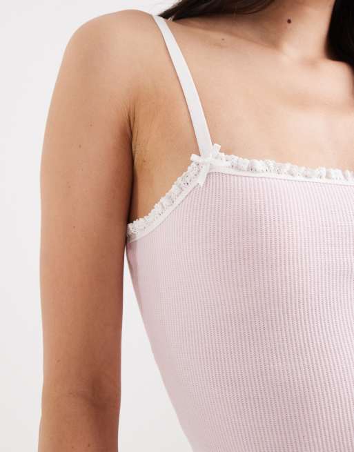 Cotton On - Caraco d'ensemble de pyjama en tissu gaufré à encolure carrée - Blushing bride, 3 de 4