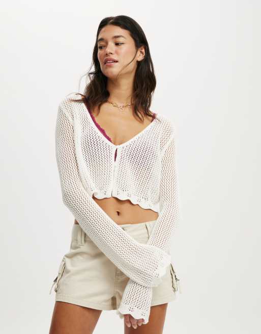 Cotton On - Cardigan color porcellana con bottoni sul davanti