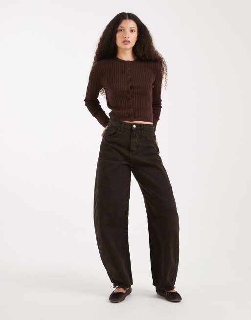 Cotton On - Cardigan girocollo in cotone color rovere scuro, 2 di 4