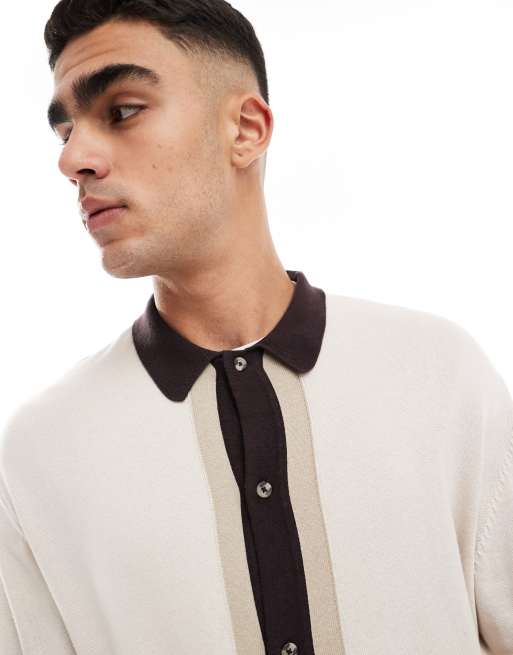 Cotton On - Cardigan in maglia a righe neutre con colletto e bottoni, 2 di 4