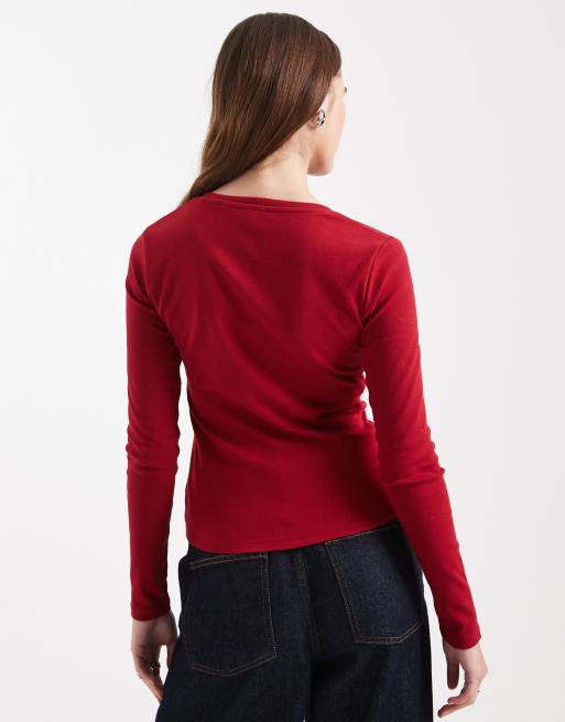 Cotton On - Cardigan rosso gioiello con bottoni, 4 di 4