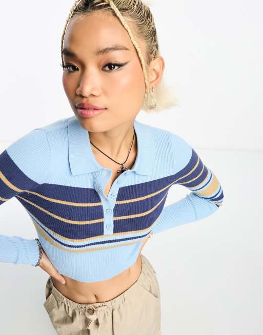 Cotton On - Cardigan stile polo multicolore a coste 
