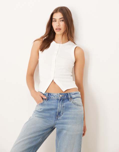 Cotton On Charlie button front tank in white - view 1