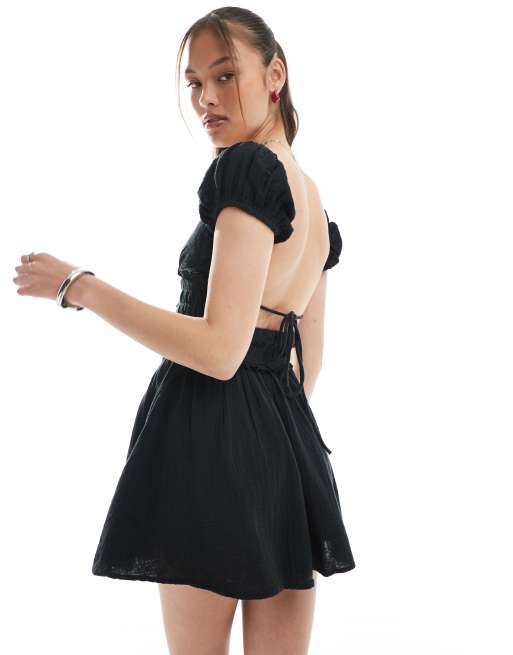 Cotton On – Charlie – Mini-Sommerkleid in Schwarz mit Rückenausschnitt, 3 von 4