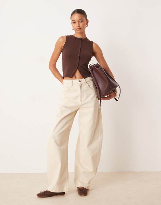 Cotton On - Charlie - Top senza maniche marrone con bottoni sul davanti, 2 di 4