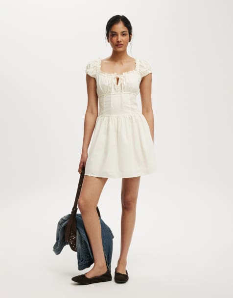 Cotton On Charlotte mini dress in off-white - view 1