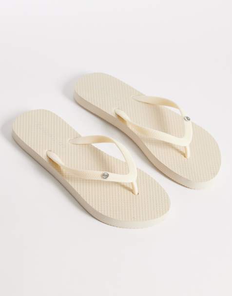 Cotton On charm flip flop in ecru diamonte - view 1