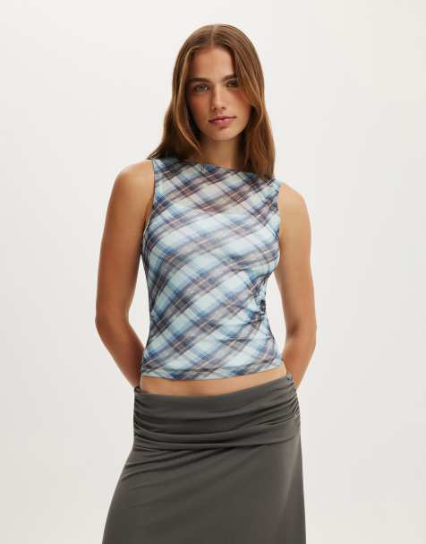 Cotton On check Maxi mesh tank in multi - view 1