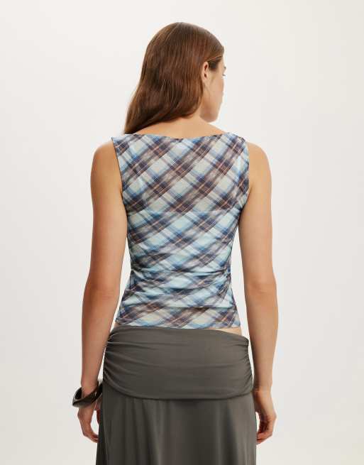 Cotton On check Maxi mesh tank in multi, 4 of 4
