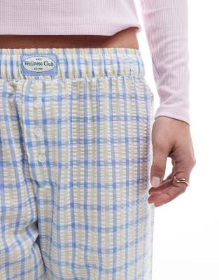 Cotton:on Cotton On Checked Boyfriend Boxer Pajama Pants In Green