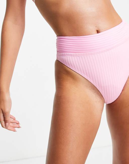 Cotton On – Cheeky Fit Bikinihose in Rosa mit hohem Bund, Kombiteil , 3 von 4