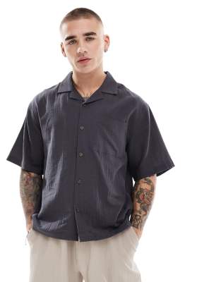 Cotton:On Cotton On cheesecloth short sleeve box fit shirt in black