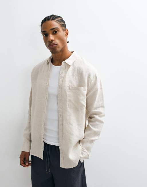 Cotton On - Chemise décontractée en lin à manches courtes - Avoine, 3 de 5