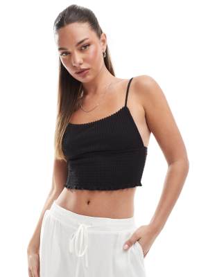 Cotton On - Chloe - Gesmoktes Trägertop in Schwarz