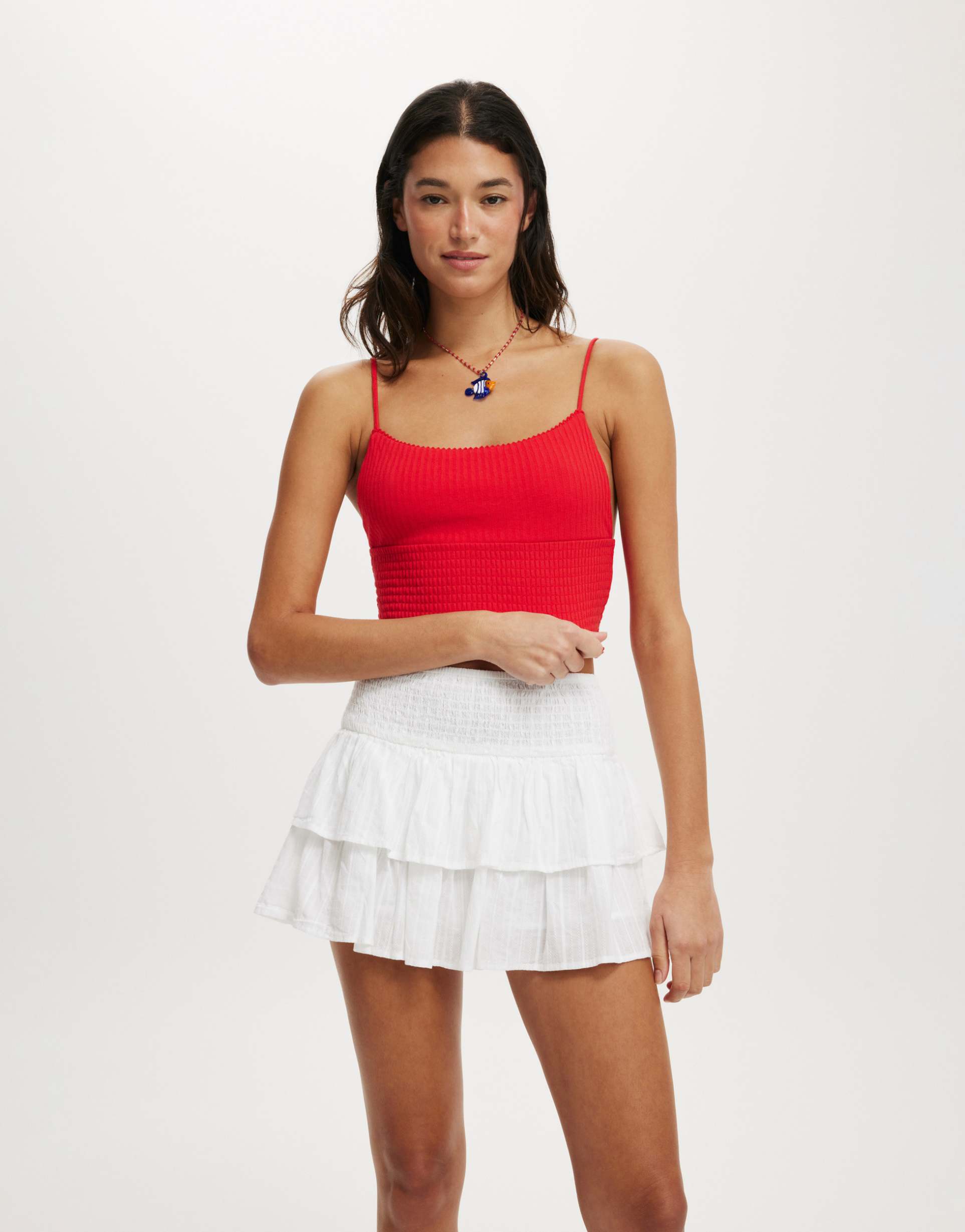 cotton on chloe shirred cami top in lava