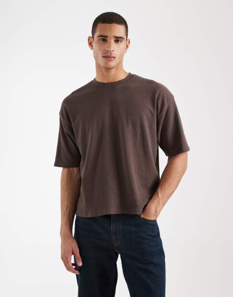 Cotton On – Chokladbrun, tvättad t-shirt i frotté - view 1