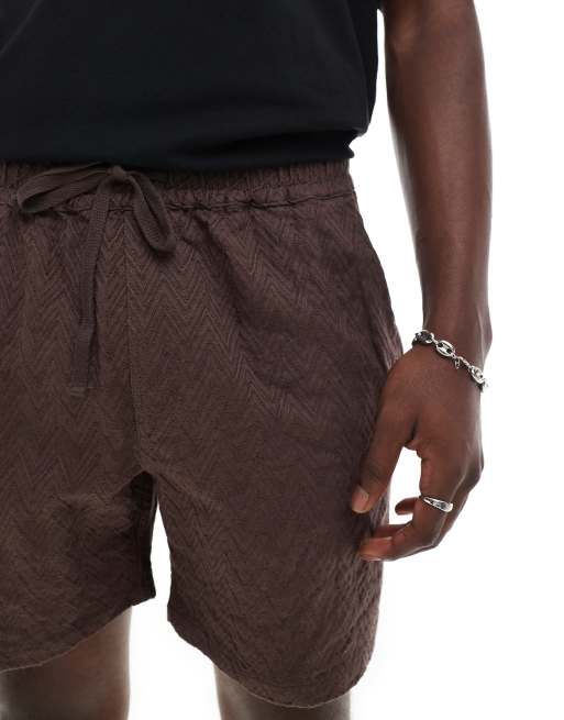 Cotton On - Chokoladebrune shorts med strikket zigzag-mønster, 3 af 5