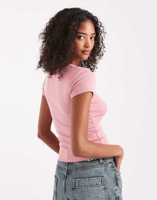 Cotton On - Christy - Henley-T-shirt in vintage roze, 4 van 4