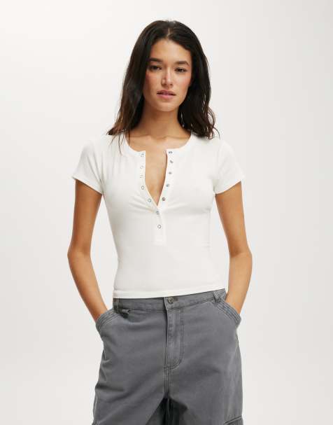 Cotton On - Christy - Henley T-shirt in wit - view 1