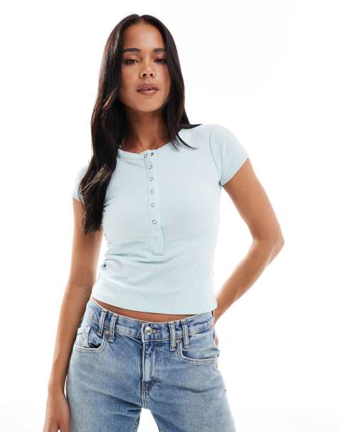 Cotton On Christy henley tee in green  - LGREEN - view 1