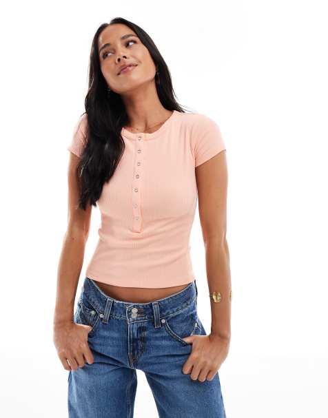Cotton  On Christy henley tee in orange - view 1