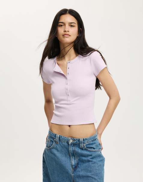 Cotton On Christy henley tee in purple