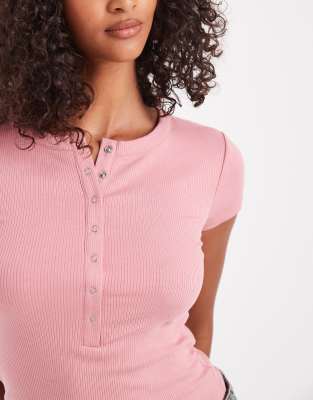Cotton On Christy Henley Tee In Pink