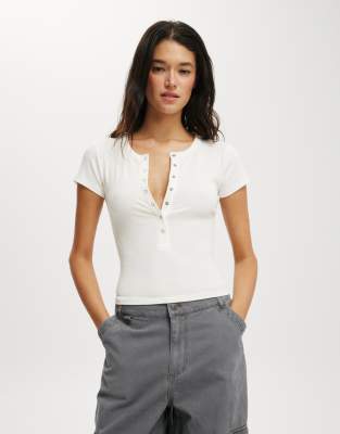Cotton On Christy henley tee in white - WHITE - view 1