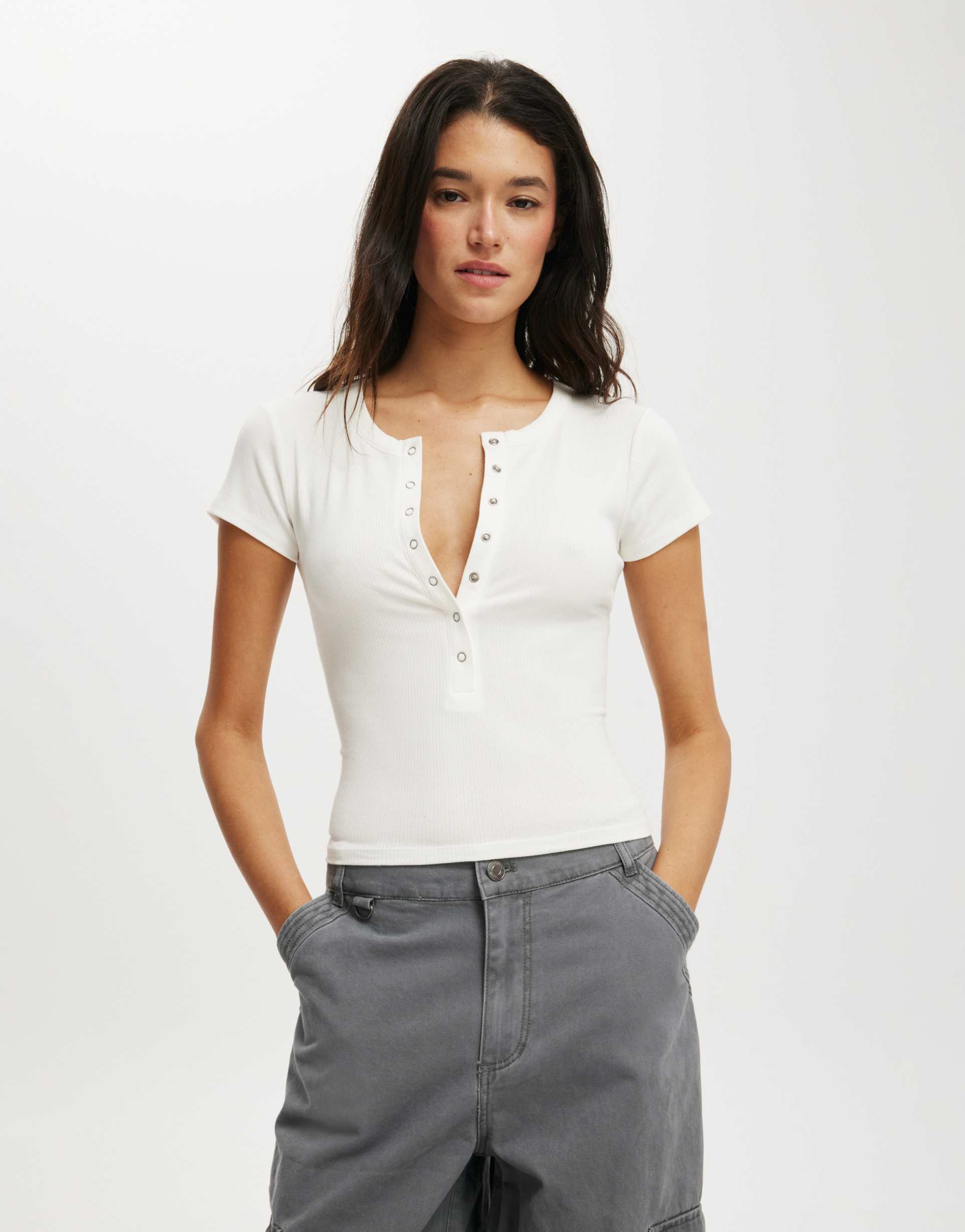 cotton on christy henley tee in white