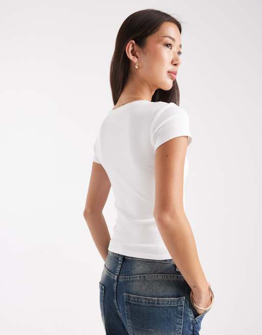 Cotton On - Christy - Hvid T-shirt med henley-detaljer, 2 af 4