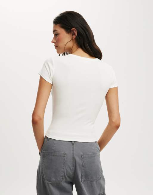 Cotton On - Christy - T-shirt bianca con collo serafino , 3 di 4