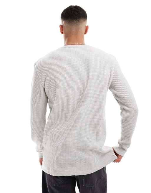 Cotton On chunky waffle long sleeve t-shirt in grey | ASOS