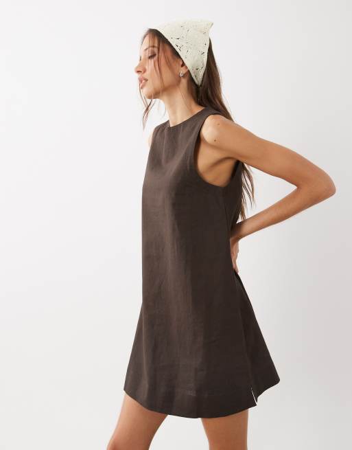 Cotton On – Ciemnobrązowa sukienka mini o prostym kroju, 2 z 4