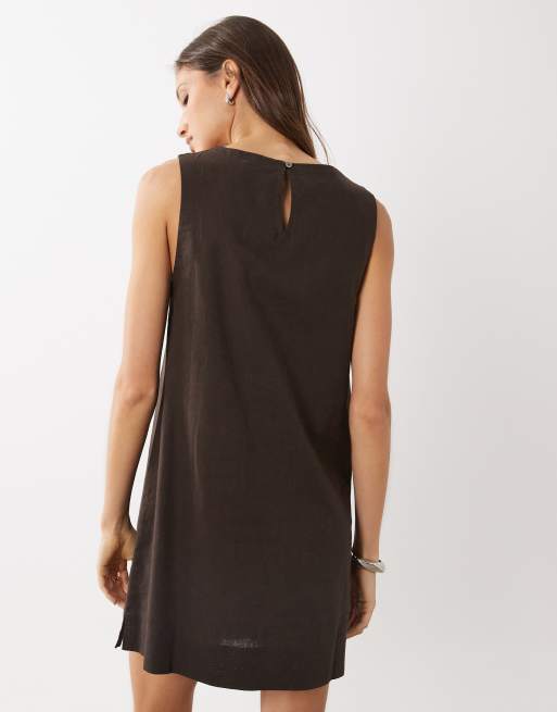 Cotton On – Ciemnobrązowa sukienka mini o prostym kroju, 3 z 4