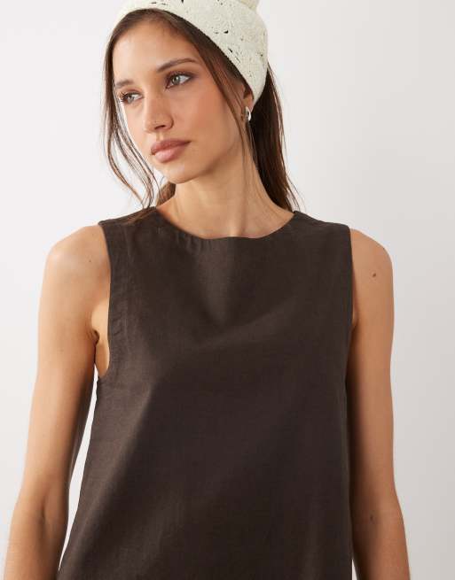 Cotton On – Ciemnobrązowa sukienka mini o prostym kroju, 4 z 4