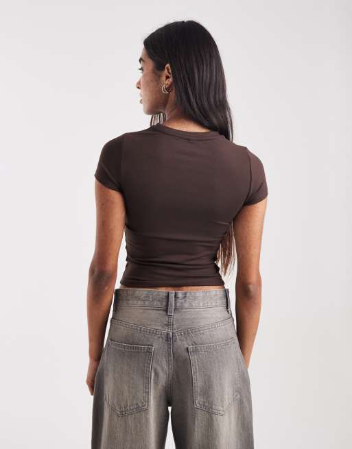 Cotton On – Ciemnobrązowy dopasowany top, 4 z 4