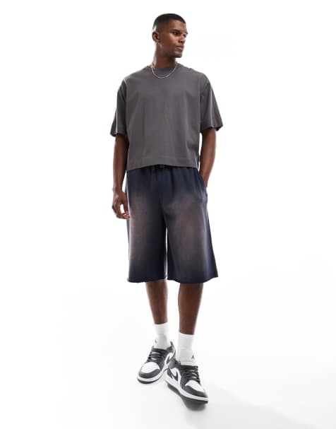 Cotton On super baggy fleece shorts in dark navy spray