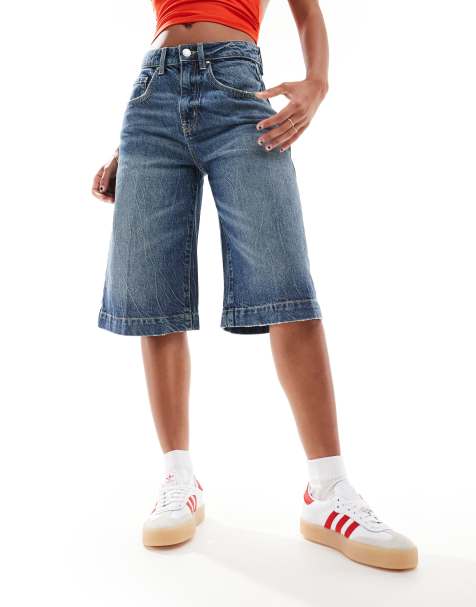Cotton On – Ciemnoniebieskie obszerne szorty jeansowe w stylu lat 90. - view 1