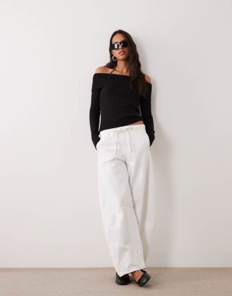 Cotton On cinched cable knit off shoulder knit jumper in black - view 1