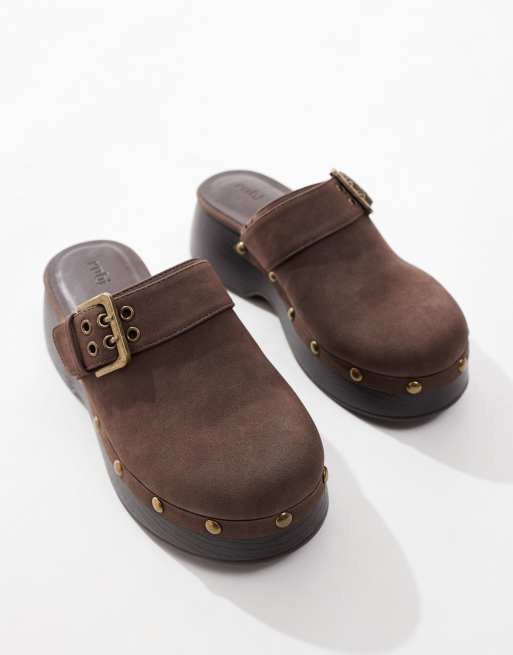 Cotton On cindy boho platform clog in chocolate micro, 3 of 4