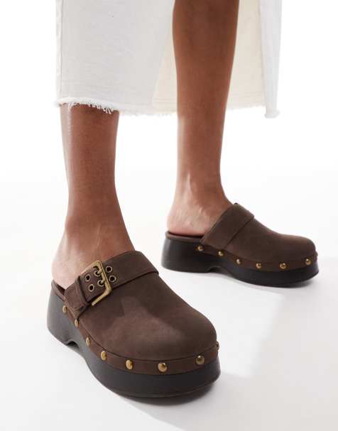 Cotton On Cindy boho platform clogs in chocolate micro - view 1