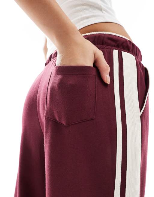 Cotton On – Classic – Bordowe polarowe spodnie dresowe z szerokimi nogawkami, 5 z 5