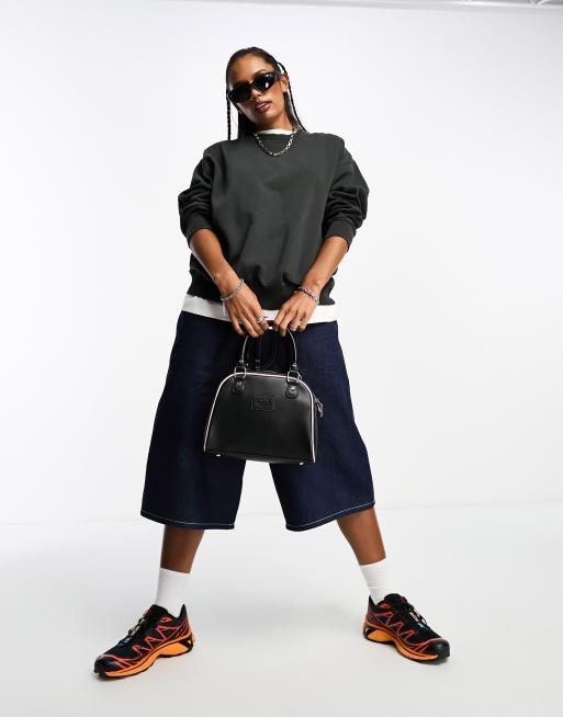 Cotton On classic crew sweatshirt in washed black 