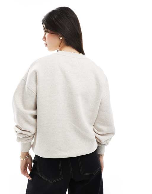 Cotton On classic fleece crew neck sweatshirt in oatmeal marle, 4 of 4