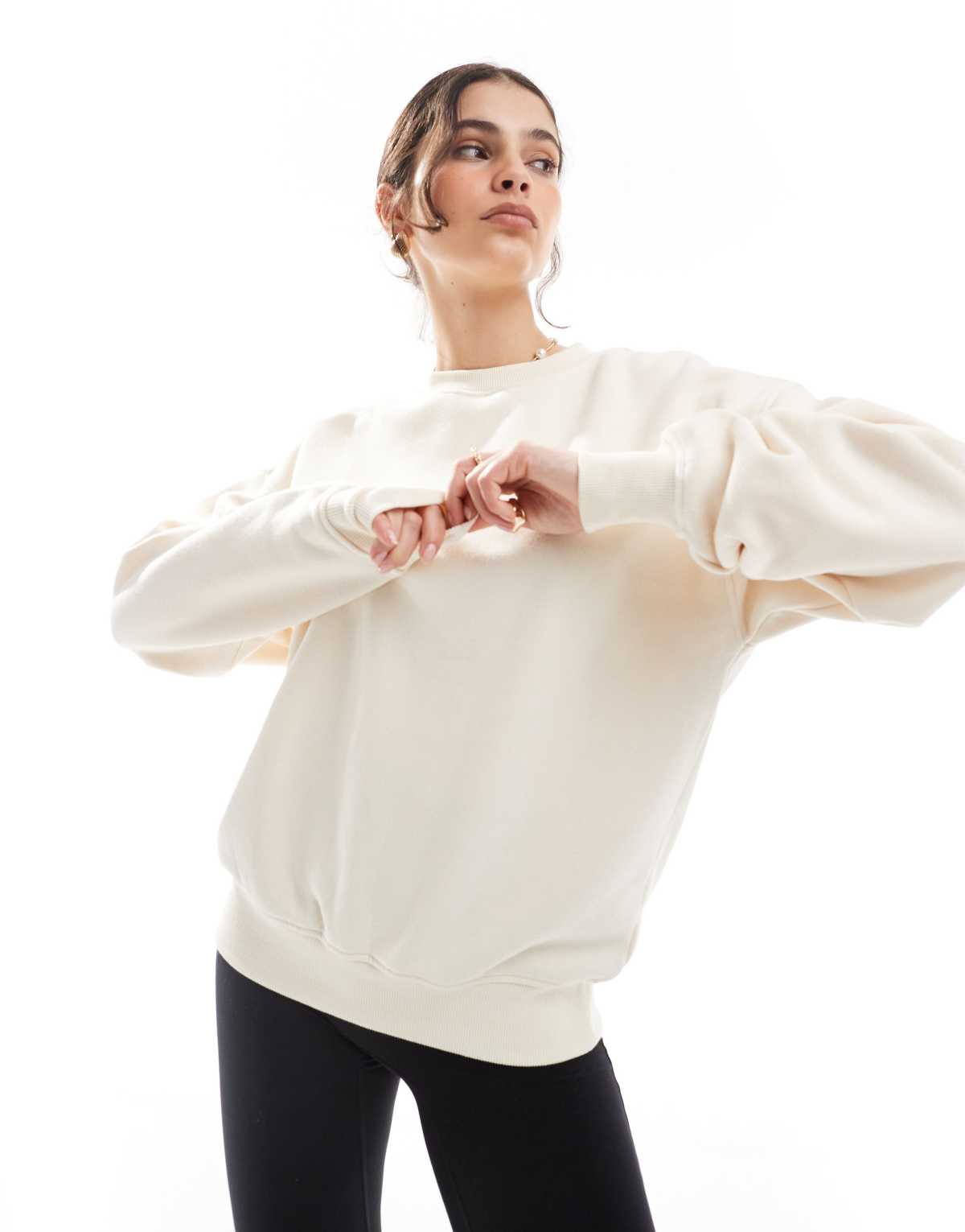 Cotton On classic fleece crew sweatshirt in cream