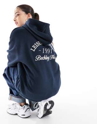 Cotton:on Cotton On Classic Fleece Hoodie With Script Graphic In Blue