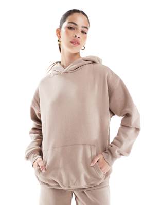 Cotton On - Classic - Fleece-Kapuzenpullover in Mokkabraun, Kombiteil-Neutral