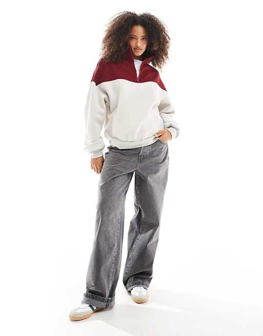 Cotton On classic fleece oversized half zip sweater in light Cotton On classic fleece oversized half zip sweater in light